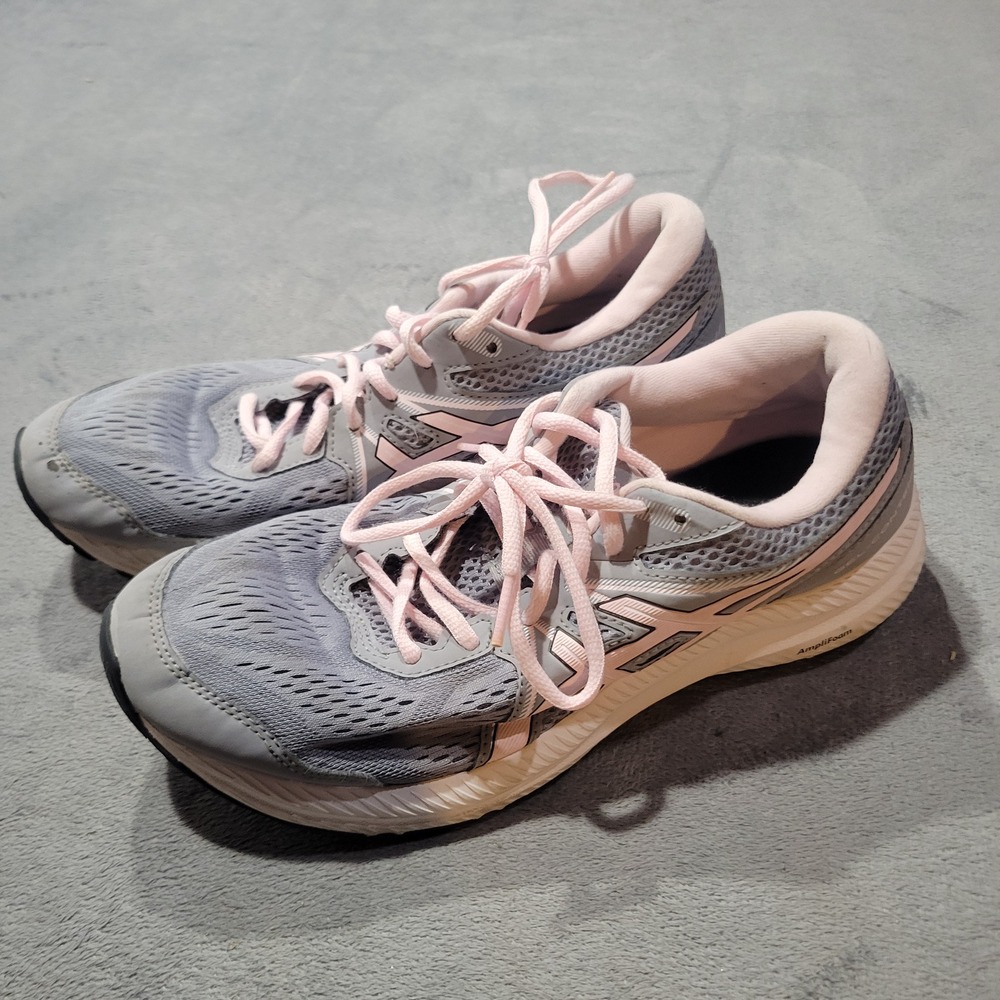 ASICS Running Shoes Womens 10 Grey Pink Gel-Contend 7 1012A911 Athletic Sneakers